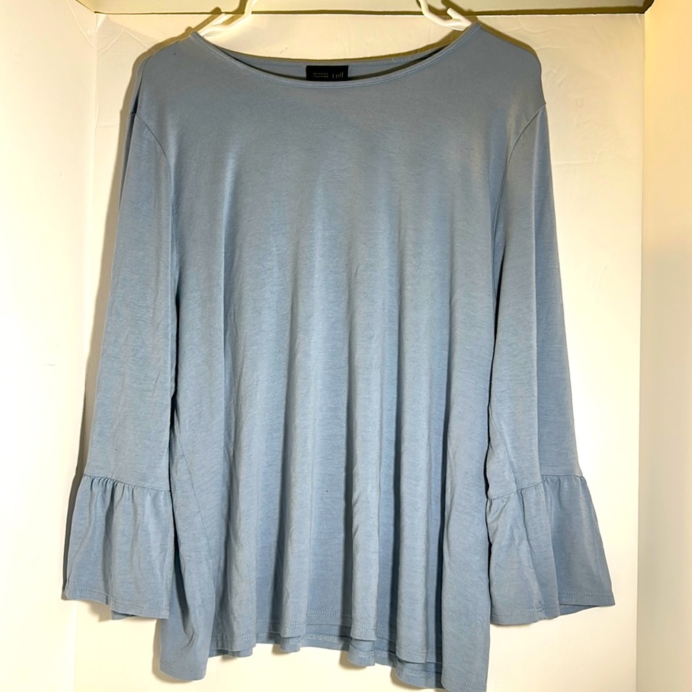 J.Jill long sleeve top size L blue bell sleeve wearever collection lightweight